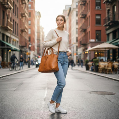 Damen Echtleder Henkeltasche - Geräumig & modern