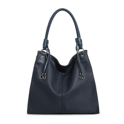 groß marineblaue Damen Einkaufstasche-Shopper mit schönen Griffen im Webdesign und Metaldesigndetails