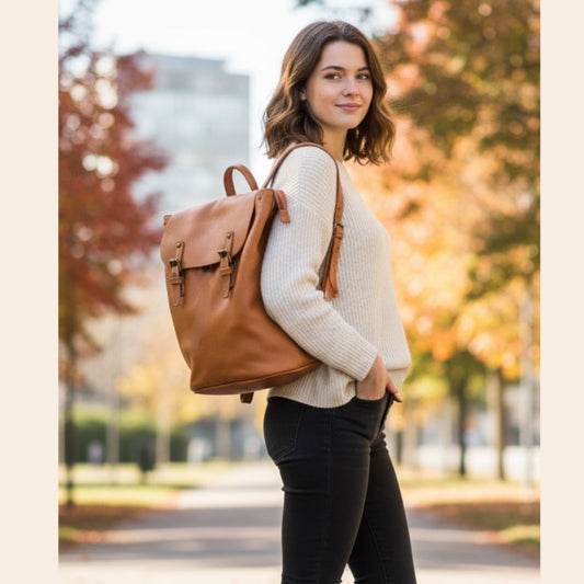 Damen Fashion-Rucksack aus Echtleder - elegant, schlicht, praktisch