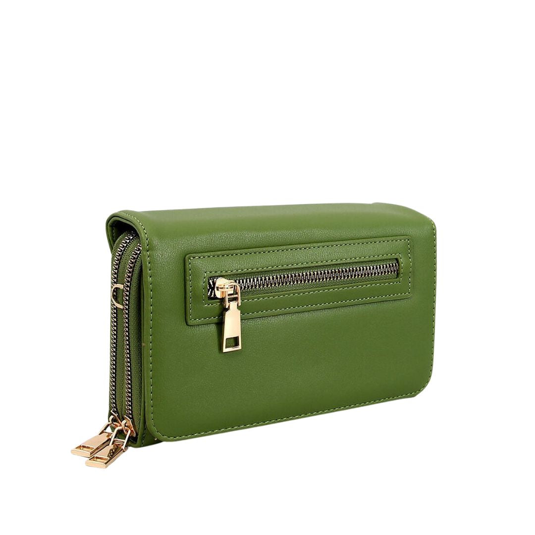 Hochwertige minimalist Umhängetasche Crossbag für Abende, Party und besondere Anlässe grün