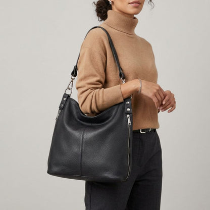 "Hilda" - Echtleder Handtasche mit praktischen Innen- und Außenfächern