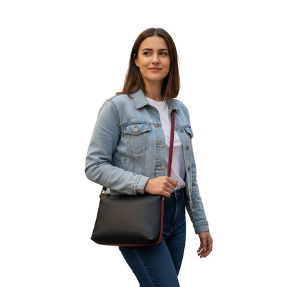 Mittelgroße Lederhandtasche Crossbody für Damen - alltagstauglich