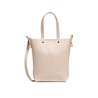 Must-have Damen Leder Minimalistische Einkaufstasche mit Tragegriffe und Schulterriemen  hellbeige