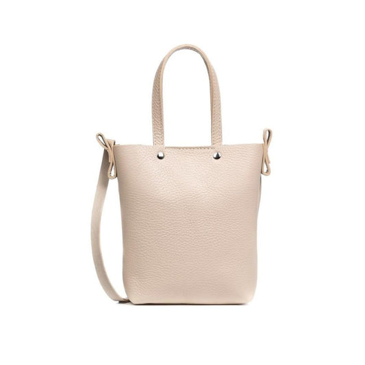 Must-have Damen Dollaro-Leder Minimalistische Einkaufstasche mit Tragegriffe und Schulterriemen  hellbeige