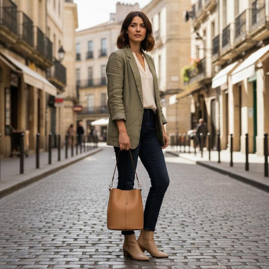 Mittelgroße, Echtleder Eimertasche - Elegante Shopper-Tasche