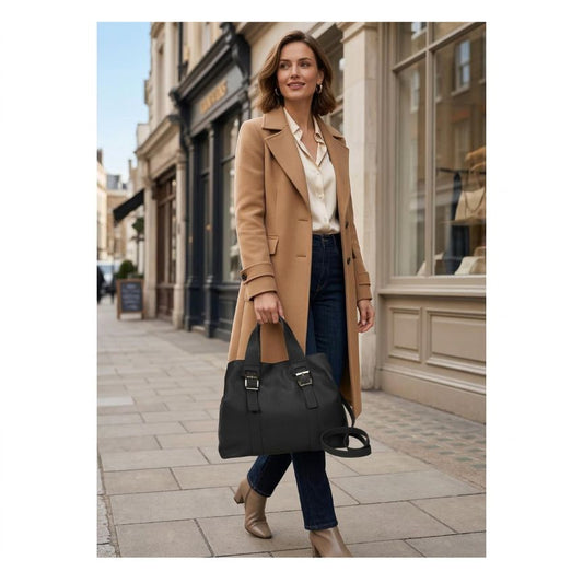 Damen Leder Shopper-Tasche mit Henkeln - Schlicht & Elegant