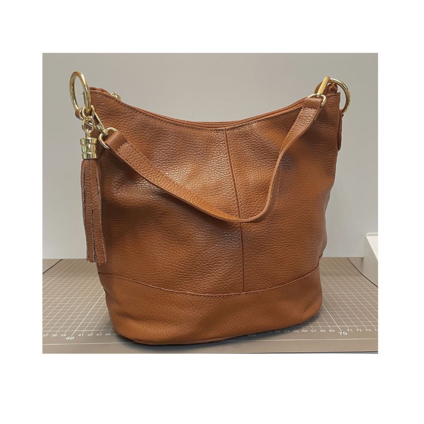 Italienische Leder Umhängetasche Damen "Nora" - praktischer Shopper-Tasche
