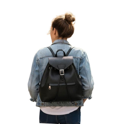 Lederrucksack - Geräumig mit Fronttasche, Rückseitentasche & Innentaschen