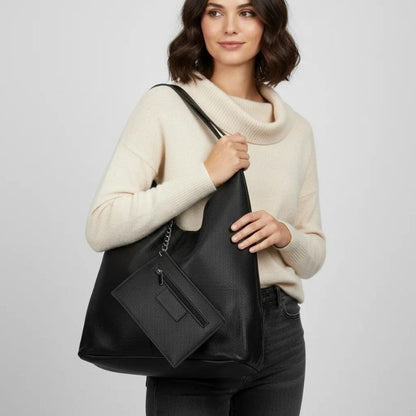 Susanne - Damen Shopper Tasche mit Münzentasche - schlichte, edle & geräumige Schultertasche