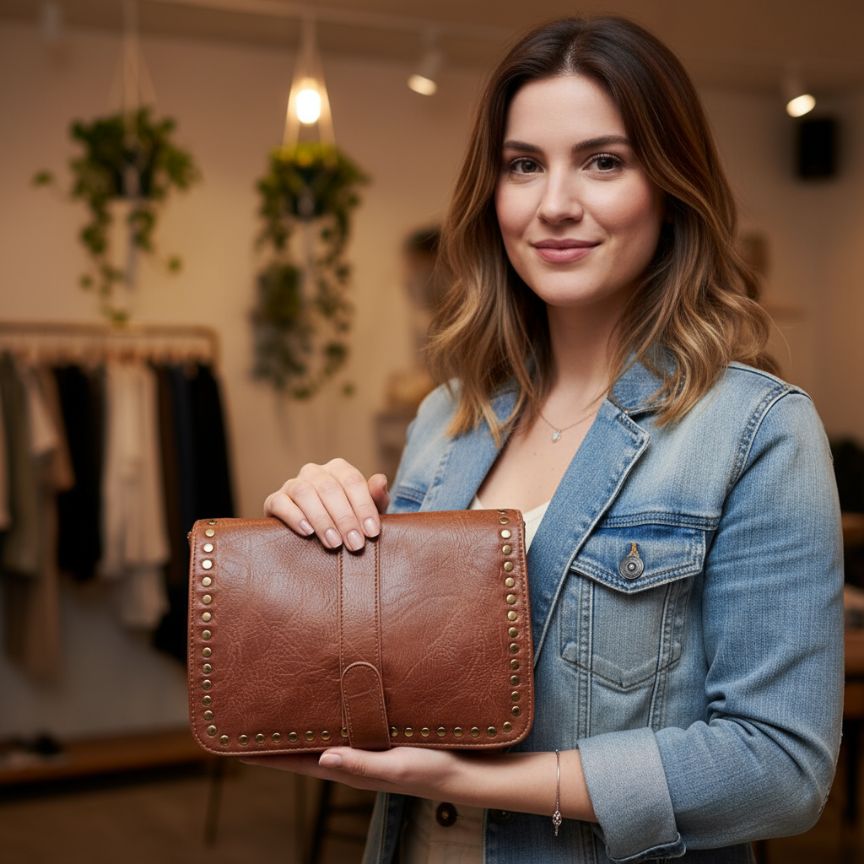 Elegante Damenhandtasche mit Nieten - Alltagstauglich