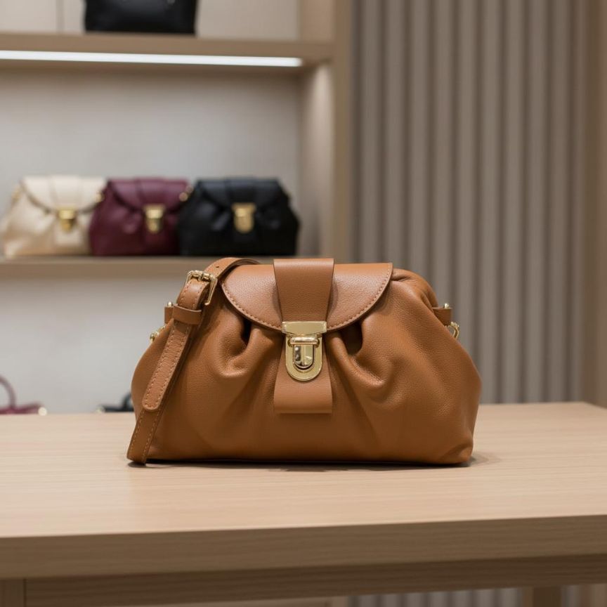 "Ruby" Damenhandtasche aus Echtleder - Schultertasche mit Schnallenverschluss