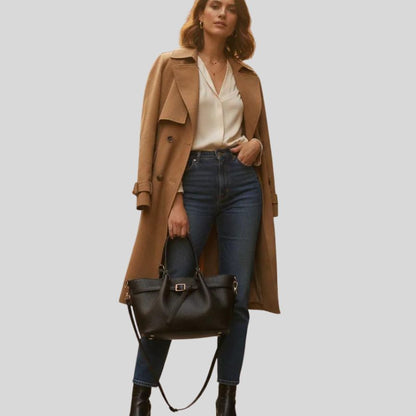 "Sonia" Damenhandtasche aus Leder - Shopper mit Henkeln und Schnallen Design