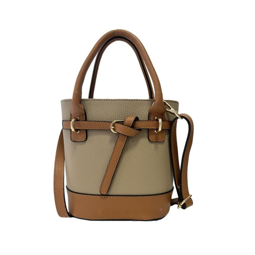 Shola - Damenhandtasche aus Leder - Zweifarbige Eimertasche mit Henkeln