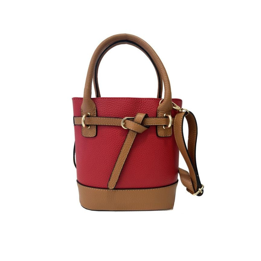 Shola - Damenhandtasche aus Leder - Zweifarbige Eimertasche mit Henkeln