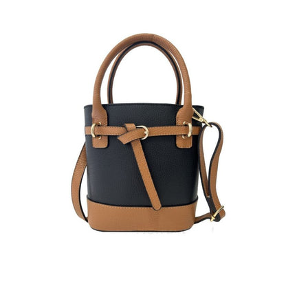 Shola - Damenhandtasche aus Leder - Zweifarbige Eimertasche mit Henkeln