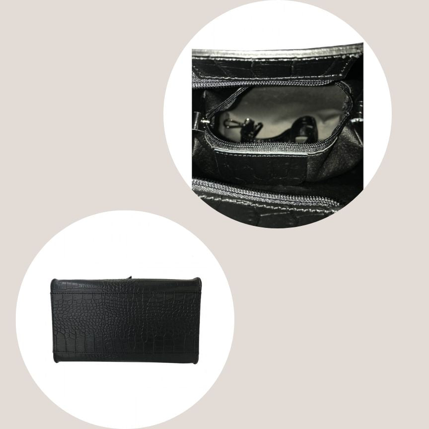 "Stella" - Elegante Damenhandtasche aus Leder in Kroko-Optik mit Schnallendetail