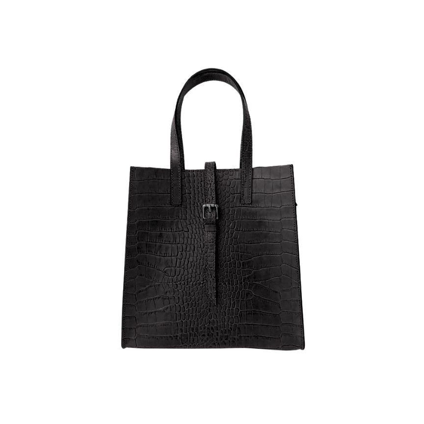 "Stella" - Elegante Damenhandtasche aus Leder in Kroko-Optik mit Schnallendetail