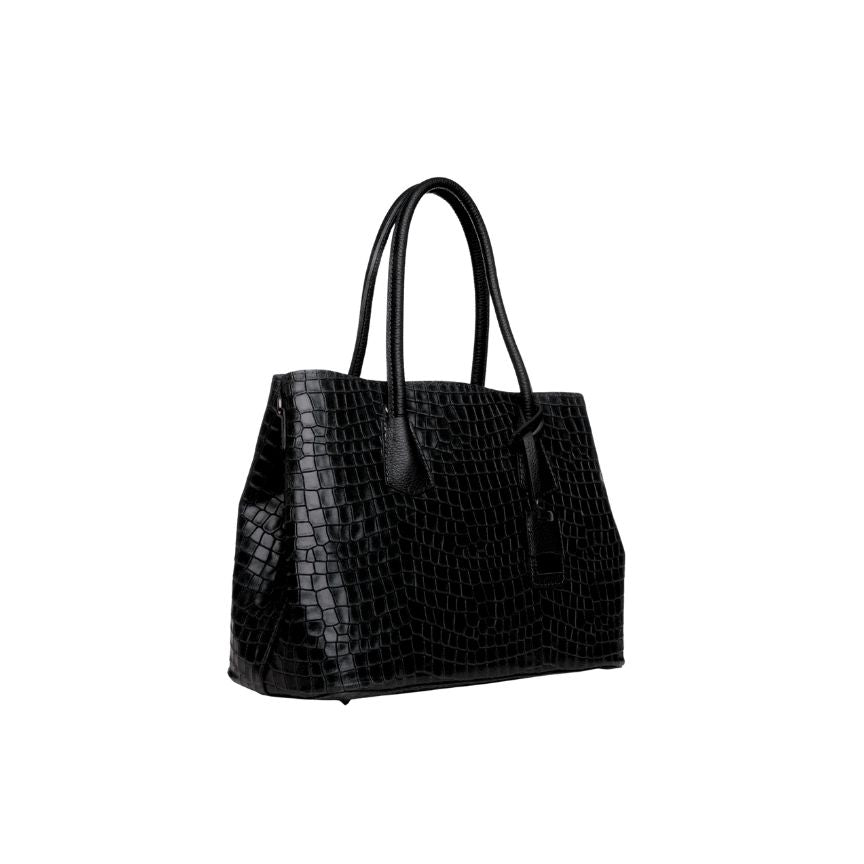 "Evelyn" - Elegante Damenhandtasche aus Leder in Kroko-Optik mit klassischer Form