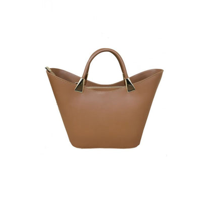 "Savanna" - Damenhandtasche aus Leder in Tulpenform mit goldenen Beschlägen