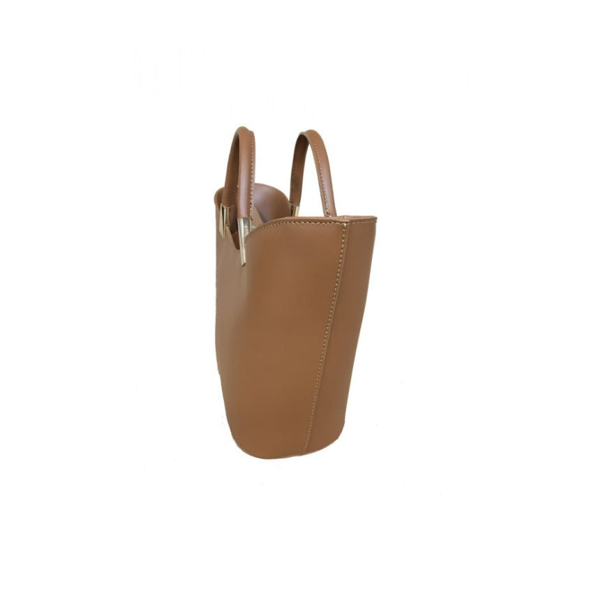 "Savanna" - Damenhandtasche aus Leder in Tulpenform mit goldenen Beschlägen