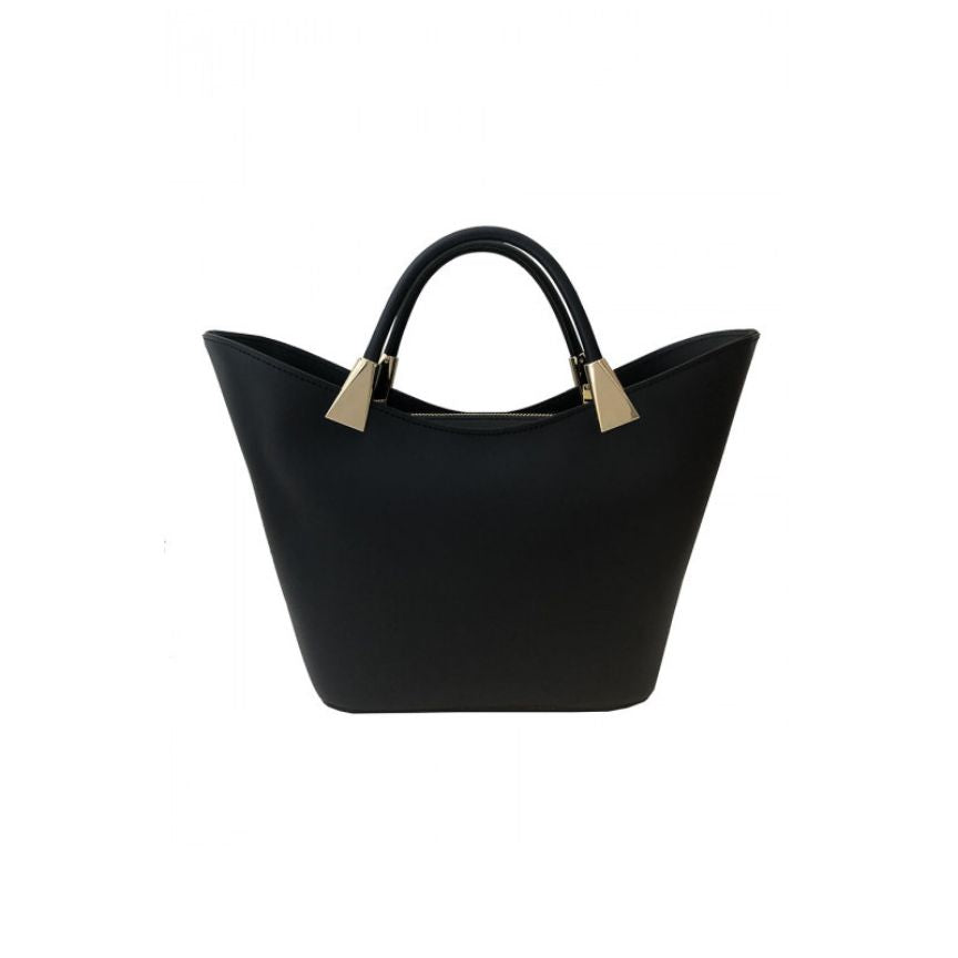 "Savanna" - Damenhandtasche aus Leder in Tulpenform mit goldenen Beschlägen