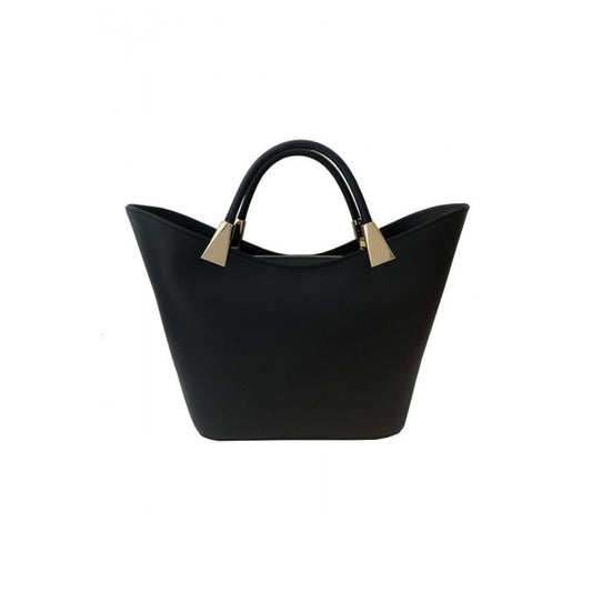 "Savanna" - Damenhandtasche aus Leder in Tulpenform mit goldenen Beschlägen