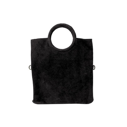 "Estella" - Damenhandtasche aus Wildleder - Clutch mit Ring-Henkel & Fransendetail