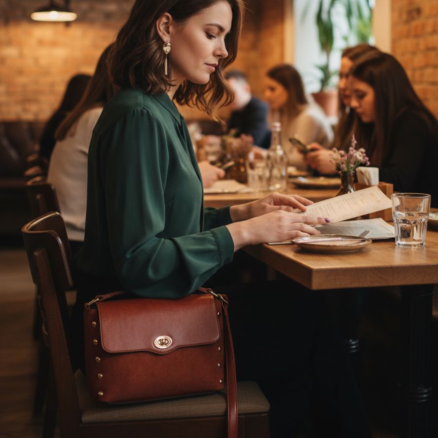 Damenhandtasche mit edlen Metalldetails - mittelgroß, elegant & luxuriös