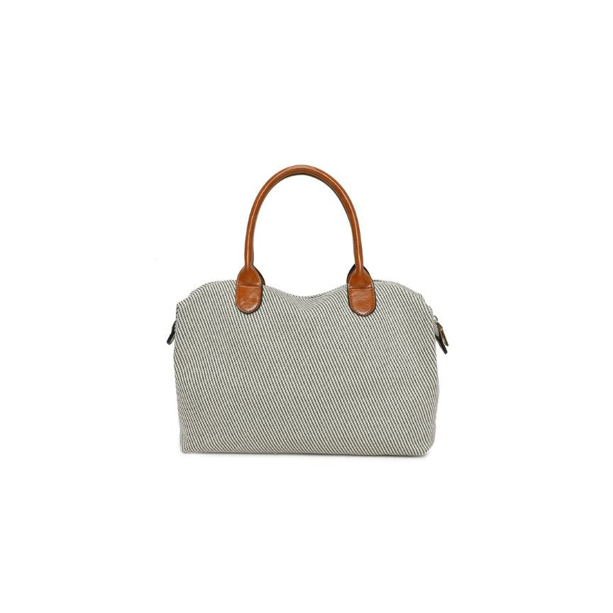 Mittelgroße Umhängetasche - Duffelbag aus Canvas mit Lederbesatz