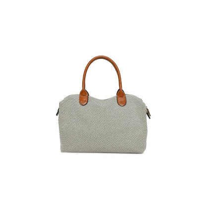 Mittelgroße Umhängetasche - Duffelbag aus Canvas mit Lederbesatz