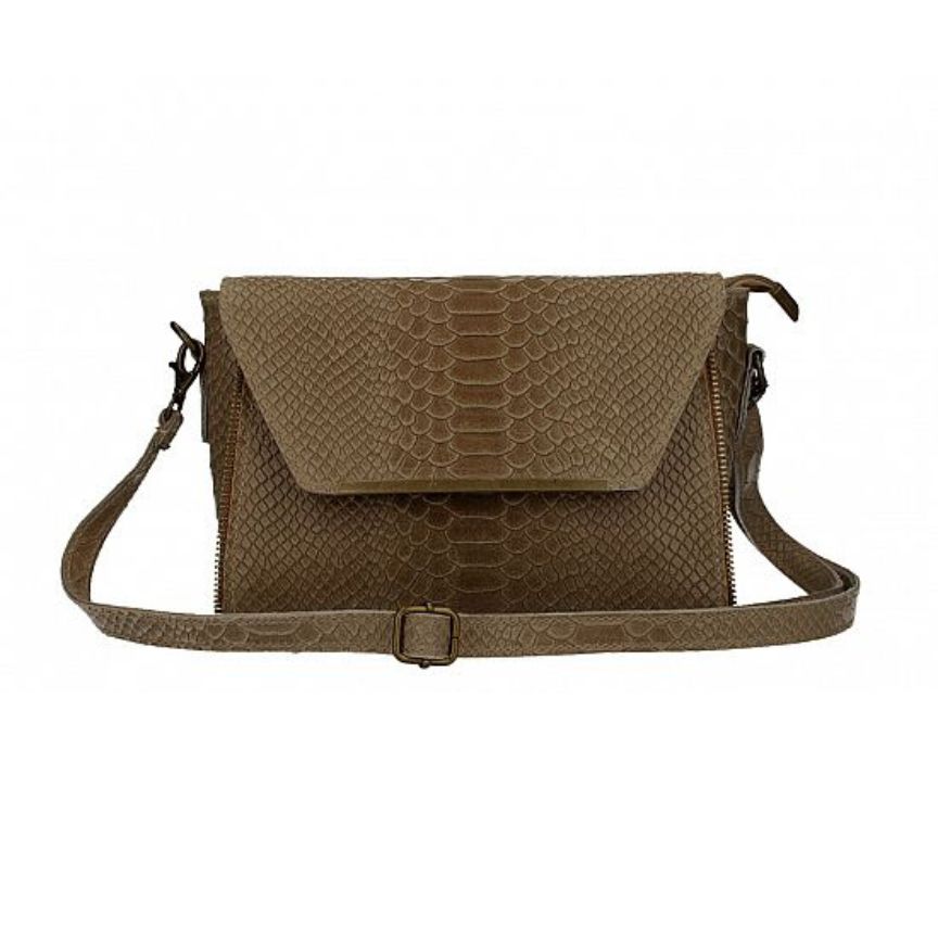 Echtleder-Handtasche in Krokodilprägung - edel, kompakt & eventtauglich