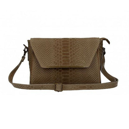 Echtleder-Handtasche in Krokodilprägung - edel, kompakt & eventtauglich