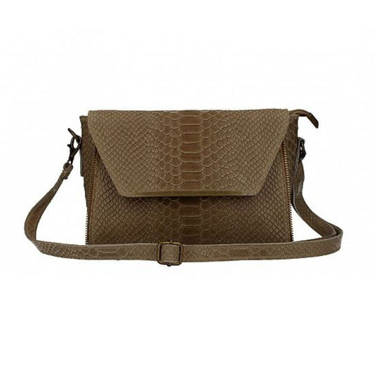 Echtleder-Handtasche in Krokodilprägung - edel, kompakt & eventtauglich