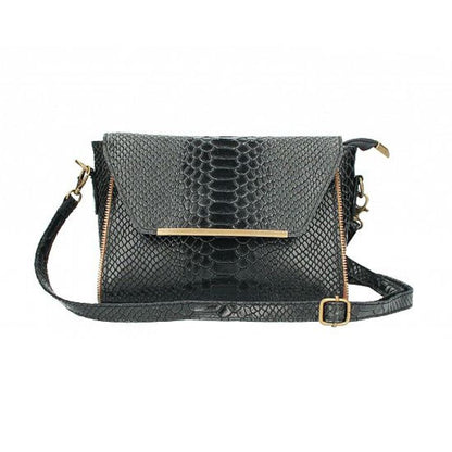 Echtleder-Handtasche in Krokodilprägung - edel, kompakt & eventtauglich