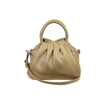 Edle Damen-Henkelhandtasche 100% Leder für Feier und besondere Events Beige
