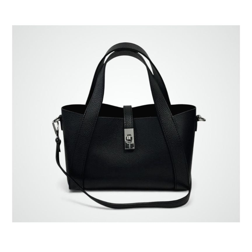 "Petra" - Edle Damenhandtasche aus Leder mit Henkeln, Schultergurt und Zusatztasche