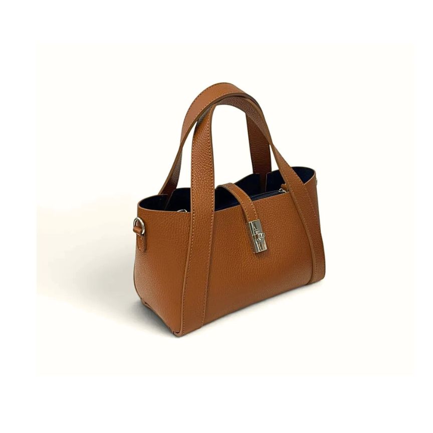 "Petra" - Edle Damenhandtasche aus Leder mit Henkeln, Schultergurt und Zusatztasche