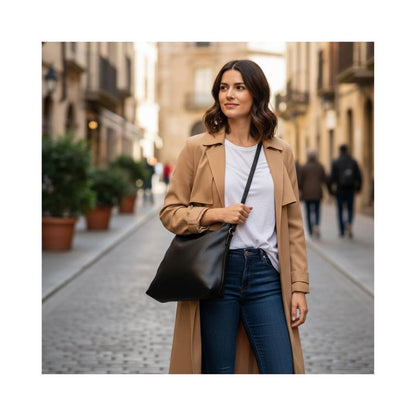 Edle Schultertasche mit langem und kurzem Tragegurt - Geräumig, schlichtes Design