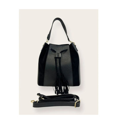 "Sandra" - Stilvolle Henkeltasche aus Leder- und Veloursleder-Mix