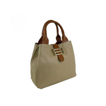 Elegante Damen-Lederhandtasche mit Metal-Details - kompakt & alltagstauglich