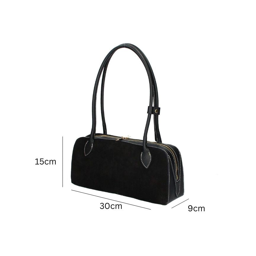 Trendige Damen Lederhandtasche in Barrelform mit langen Henkeln - elegant & modern