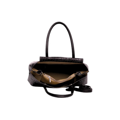 "Evelyn" - Elegante Damenhandtasche aus Leder in Kroko-Optik mit klassischer Form