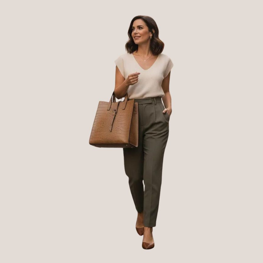 "Stella" - Elegante Damenhandtasche aus Leder in Kroko-Optik mit Schnallendetail