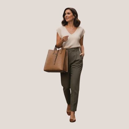 "Stella" - Elegante Damenhandtasche aus Leder in Kroko-Optik mit Schnallendetail