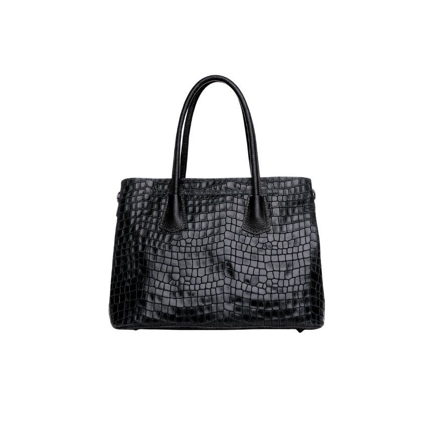 "Evelyn" - Elegante Damenhandtasche aus Leder in Kroko-Optik mit klassischer Form