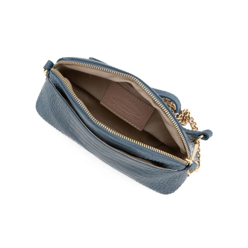 Elegante Damenhandtasche aus echtem Leder in edler Krokodil-Optik