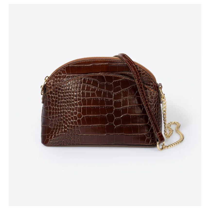 Elegante Damenhandtasche aus echtem Leder in edler Krokodil-Optik