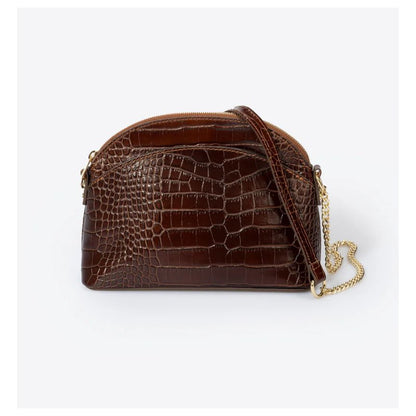Elegante Damenhandtasche aus echtem Leder in edler Krokodil-Optik