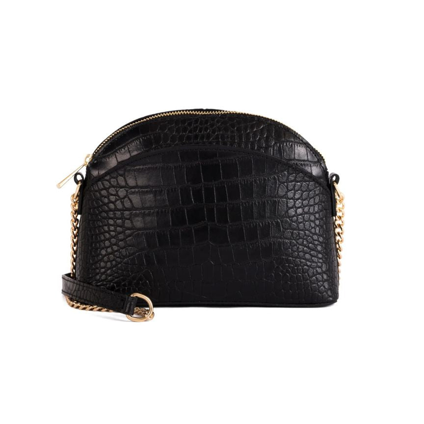 Elegante Damenhandtasche aus echtem Leder in edler Krokodil-Optik