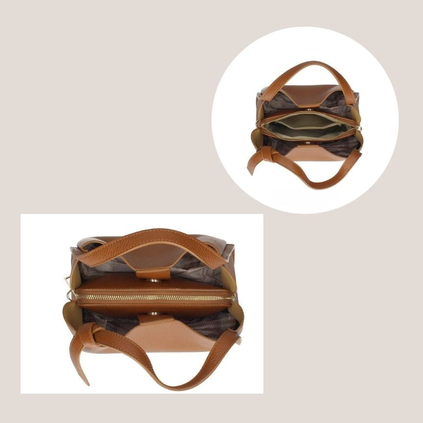 Josianne - Elegante Echtleder-Handtasche mit Griffen - stilvolle Henkeltasche